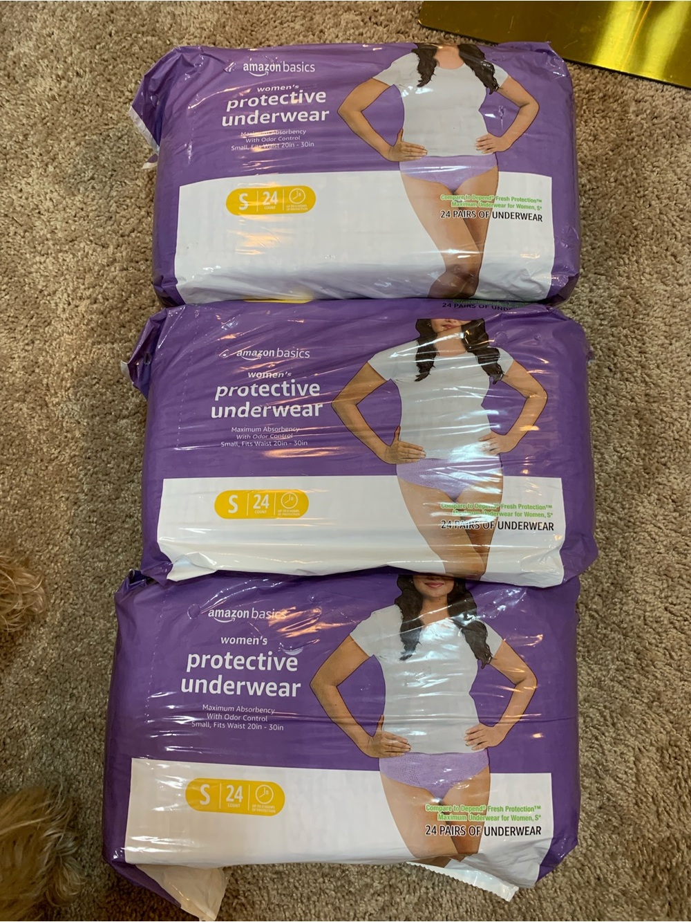 Women's Protective Underwear - Purple (Small, 24-Pack) Bundle of 3